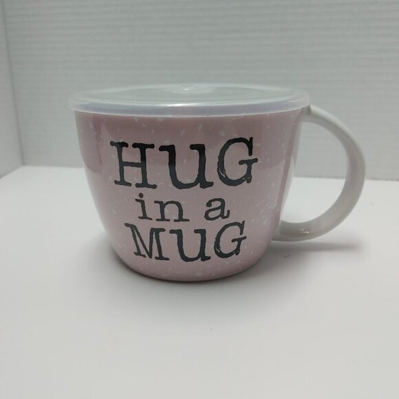 ⭐️2/$30 - PINK Large Hug in a Mug Coffee Cup With Lid 26oz Coffee Tea Lovers - Picture 3 of 7